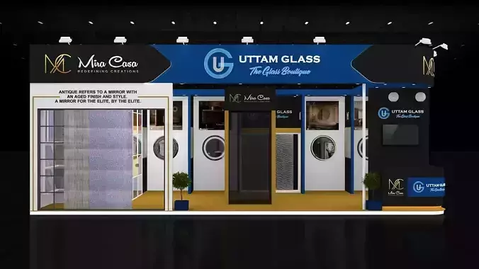 10mtr x 5mtr expo stall 2side open Exhibition Stand Design  Low-poly 3D model