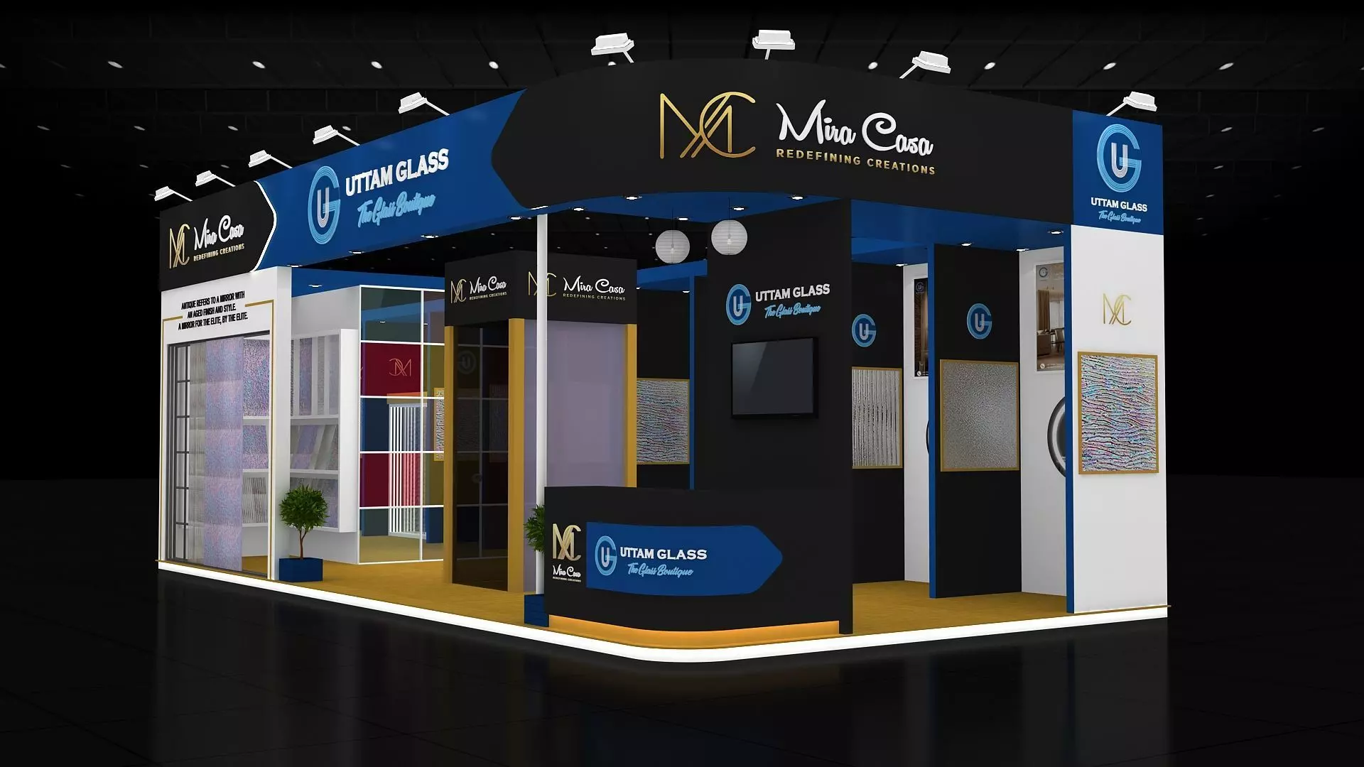 10mtr x 5mtr expo stall 2side open Exhibition Stand Design  Low-poly 3D model_1