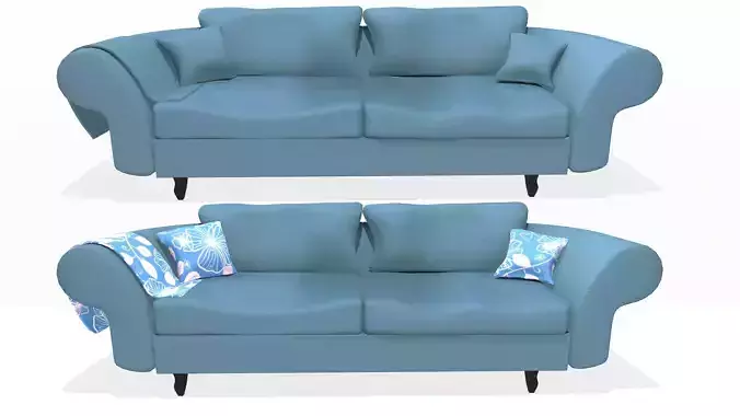 Fabric Sofa PBR Textured 2 Colors Low-poly 3D model