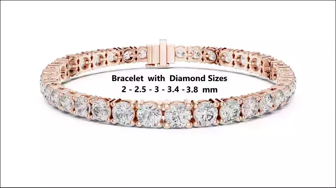 Tennis Bracelet with 5 diamond sizes 3d model animation renders