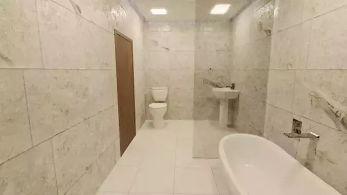 Low Poly Bathroom 3D Model Game Ready PBR