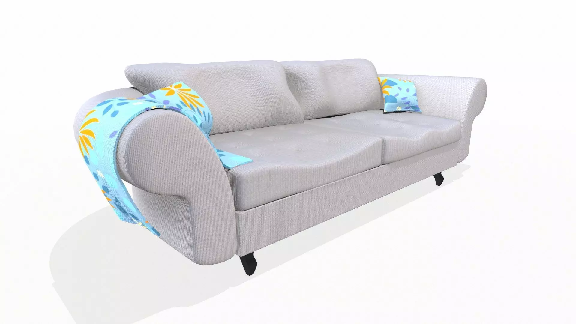 Fabric Sofa PBR Textured 2 Colors Low-poly 3D model_7