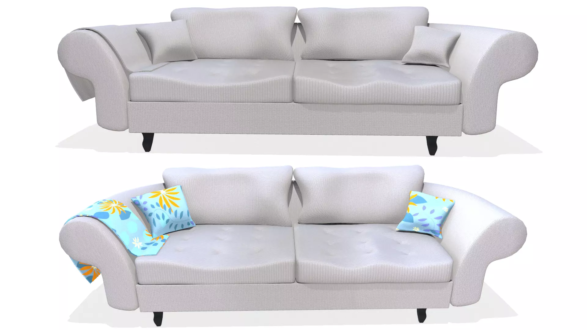 Fabric Sofa PBR Textured 2 Colors Low-poly 3D model_0