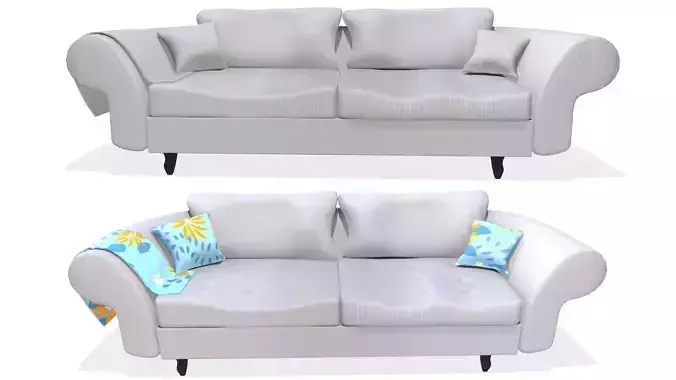 Fabric Sofa PBR Textured 2 Colors Low-poly 3D model