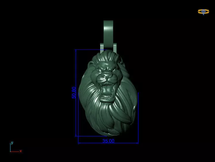 Lion head Pendant 3D print model_3