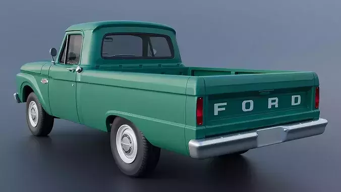 Pickup Truck F100 Short Bed 1966 3D print model 5