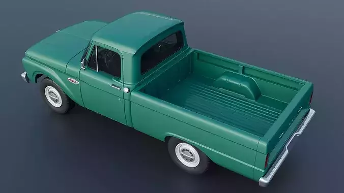 Pickup Truck F100 Short Bed 1966 3D print model 6