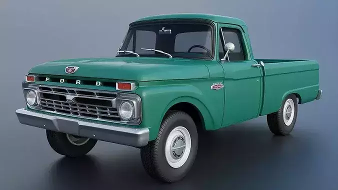 Pickup Truck F100 Short Bed 1966 3D print model 3