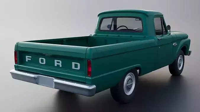 Pickup Truck F100 Short Bed 1966 3D print model 7