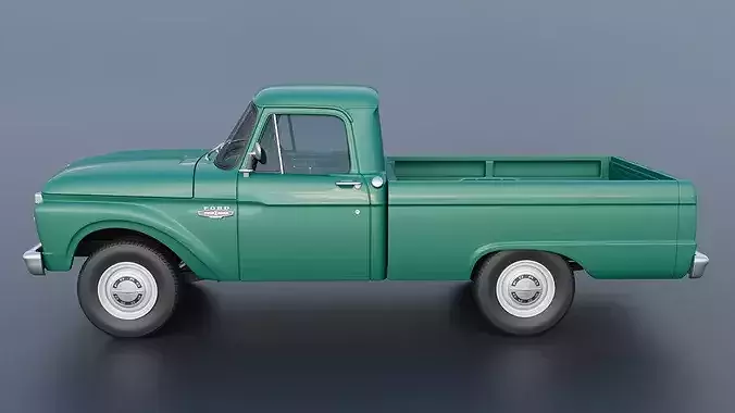 Pickup Truck F100 Short Bed 1966 3D print model 4