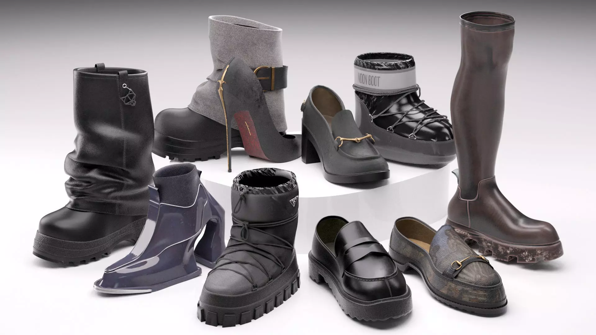 Leather shoes pack Low-poly 3D model_0