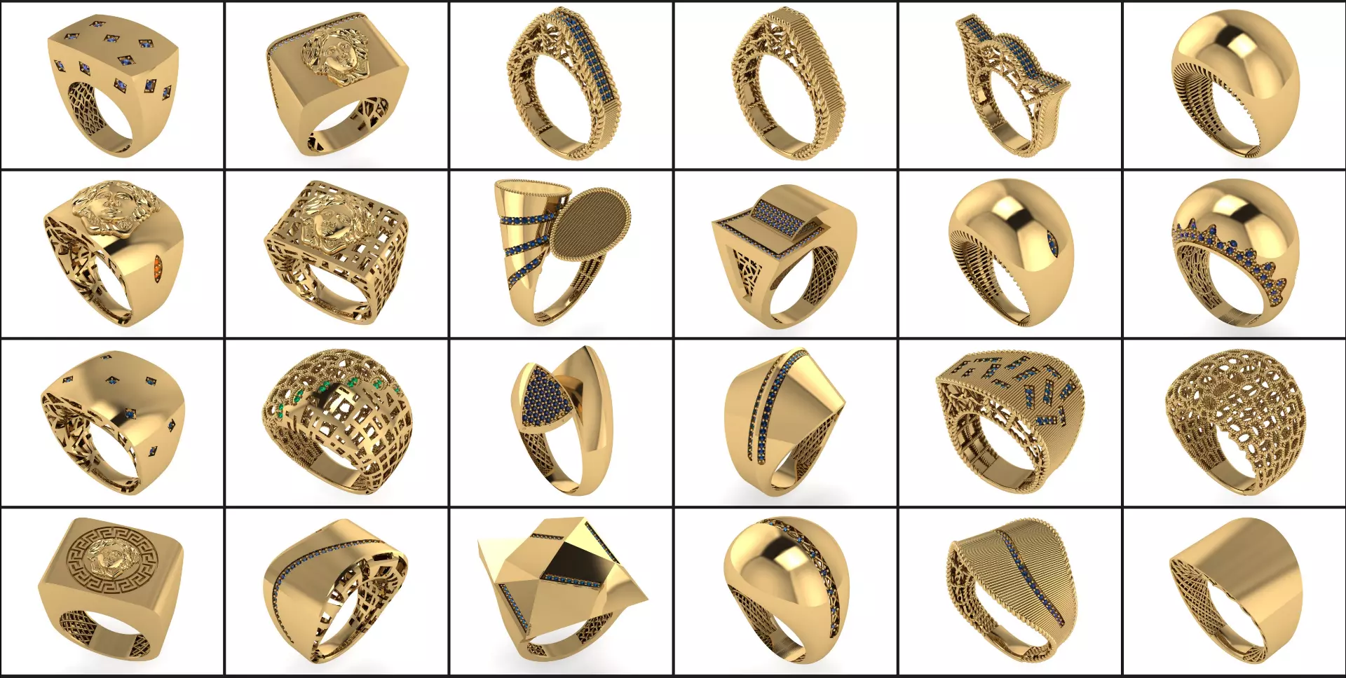 Jewelry Ring Collection 82 Models Rhino and STEP 3D print model_2
