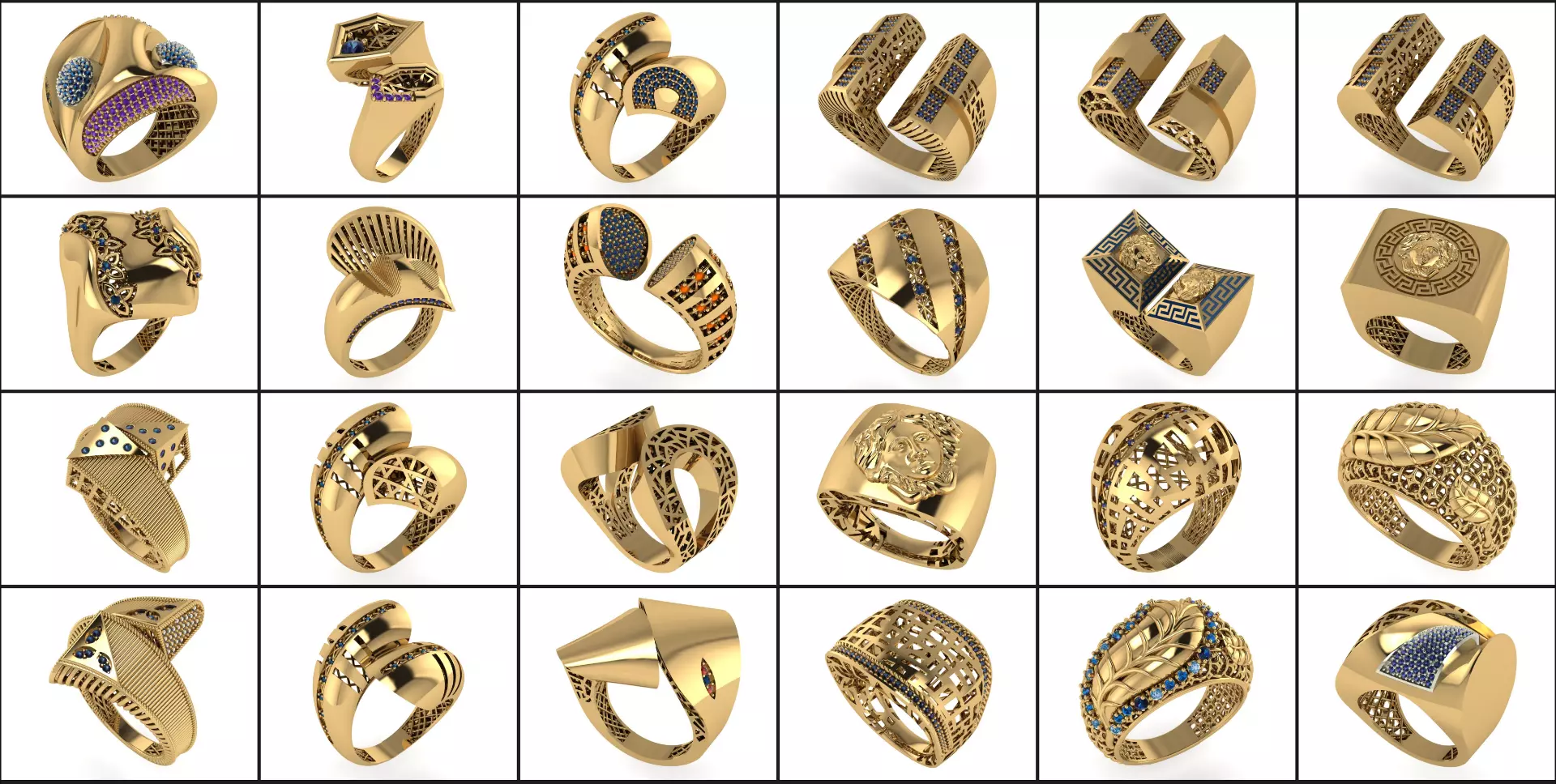 Jewelry Ring Collection 82 Models Rhino and STEP 3D print model_1