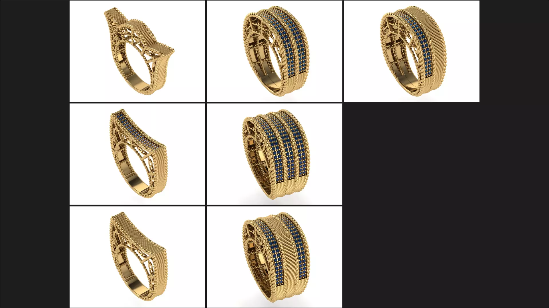 Jewelry Ring Collection 82 Models Rhino and STEP 3D print model_3