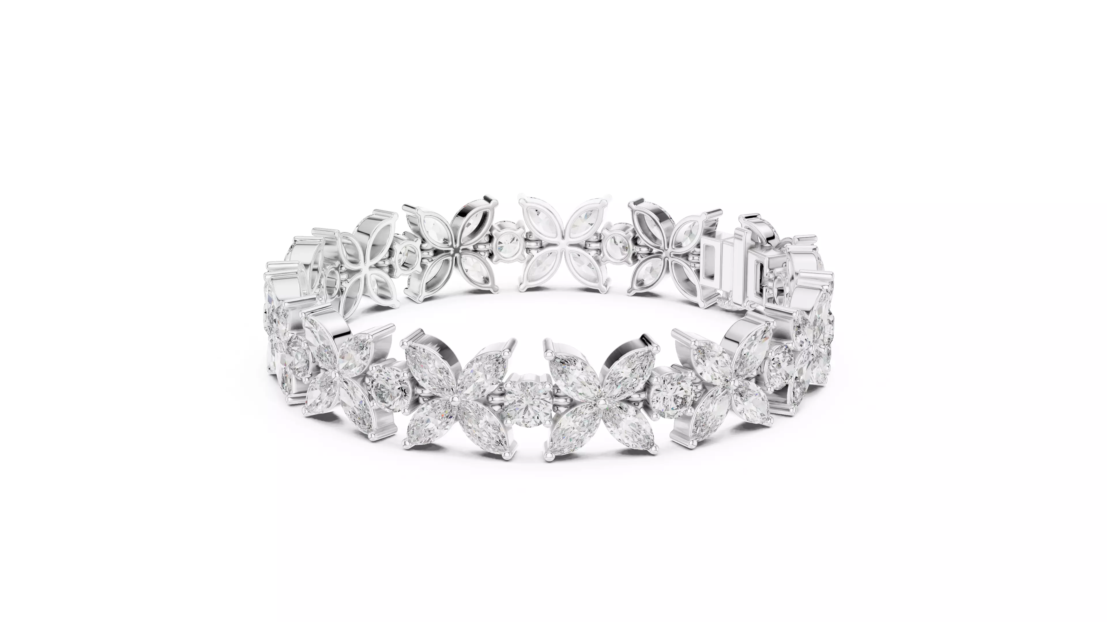 Flower Tennis Bracelet 3dm stl renders Animation video 3D print model_4