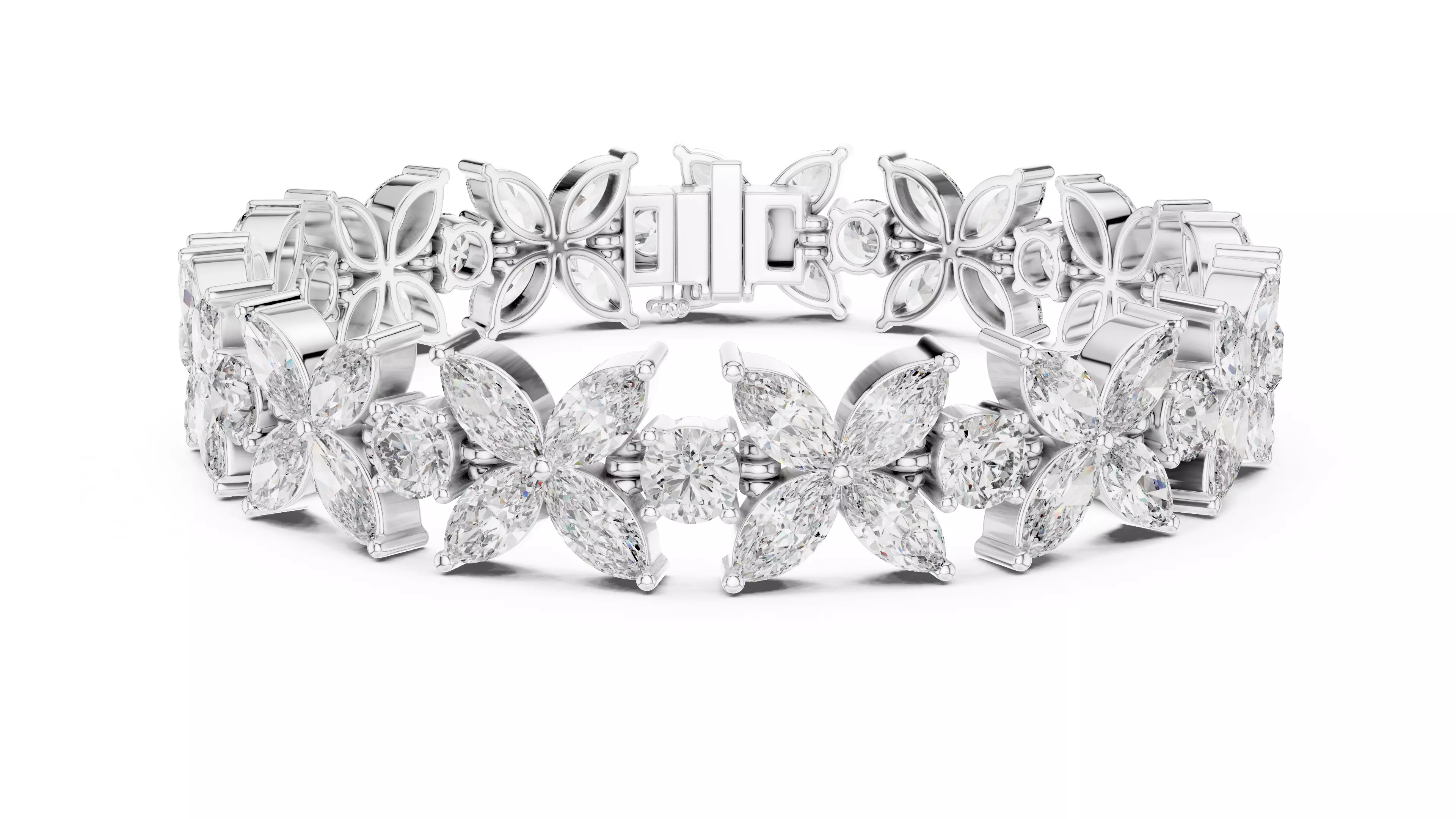 Flower Tennis Bracelet 3dm stl renders Animation video 3D print model_7