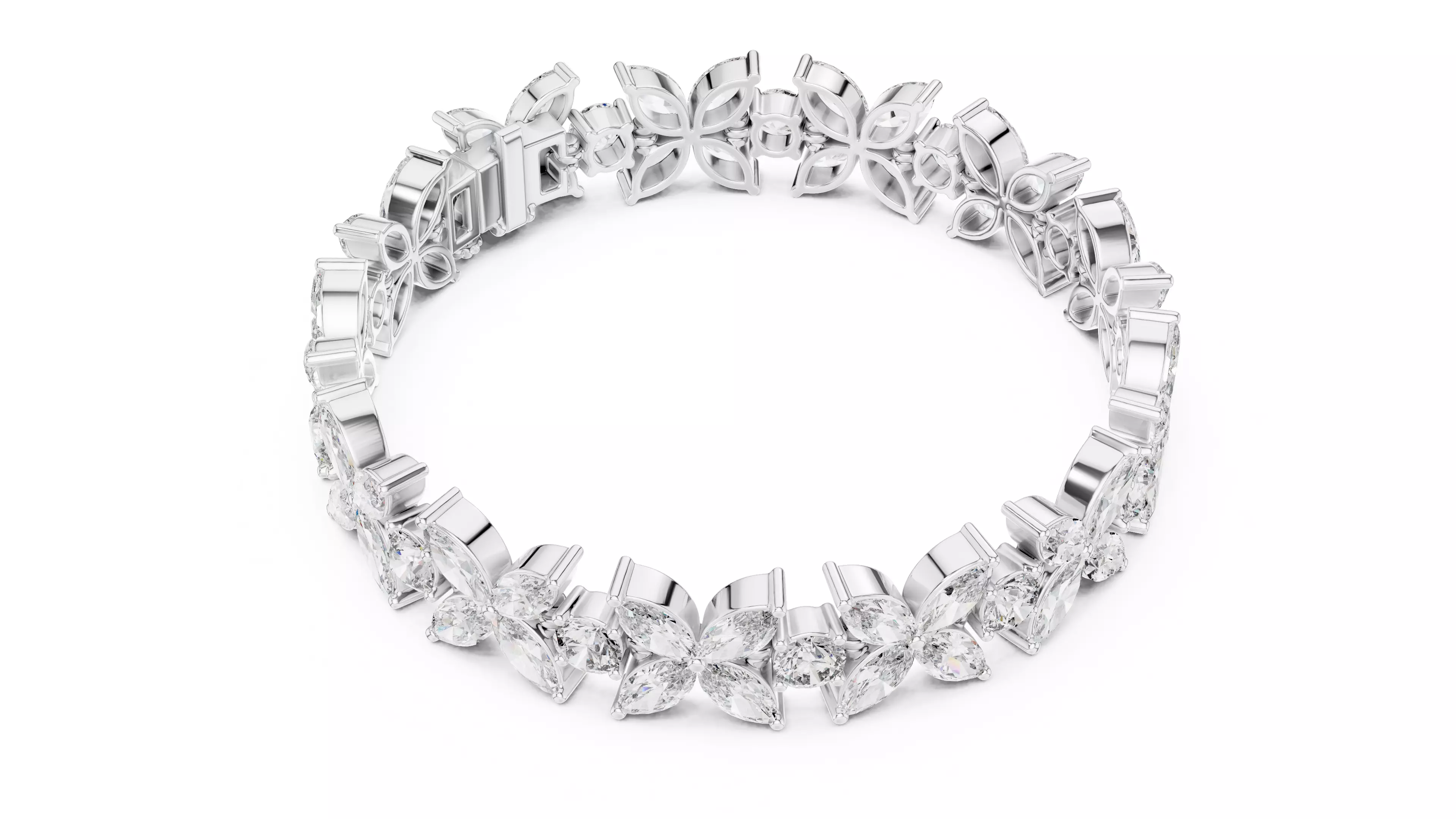 Flower Tennis Bracelet 3dm stl renders Animation video 3D print model_5