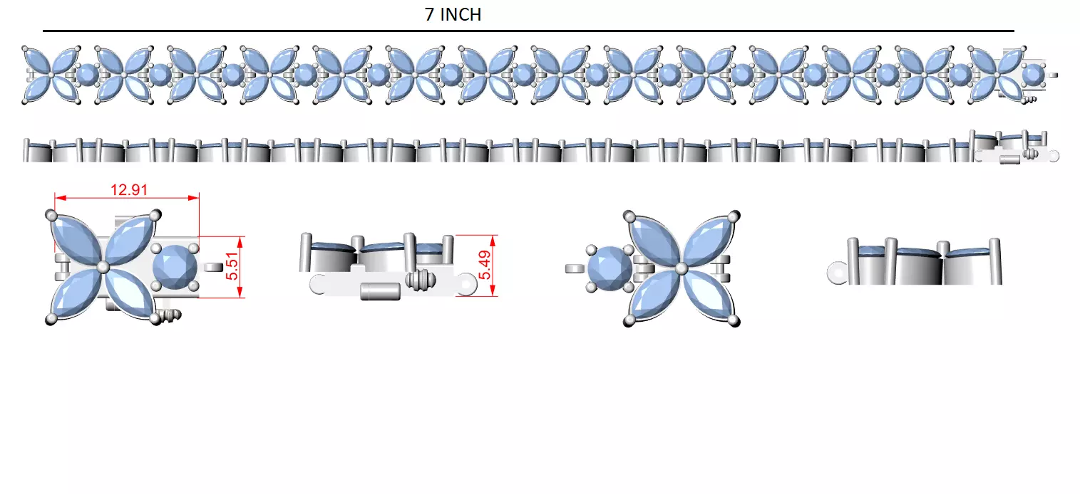 Flower Tennis Bracelet 3dm stl renders Animation video 3D print model_12