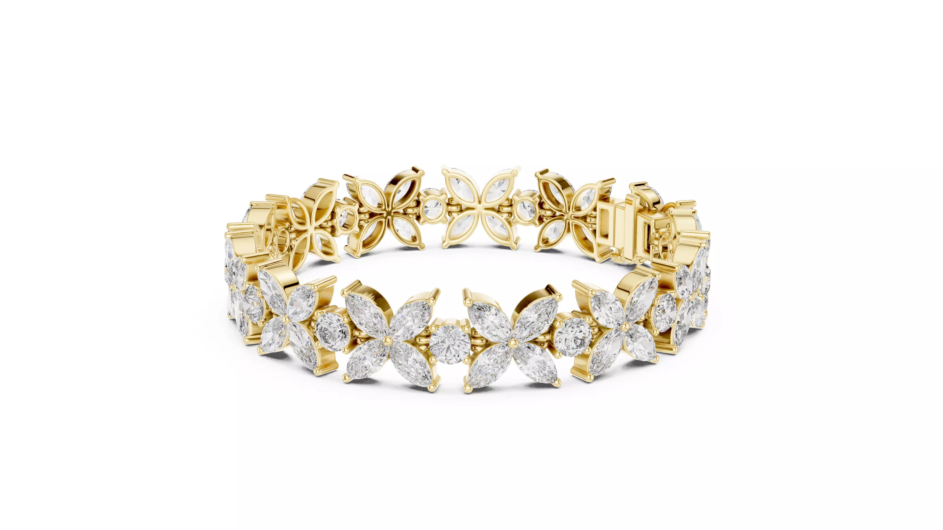 Flower Tennis Bracelet 3dm stl renders Animation video 3D print model_8