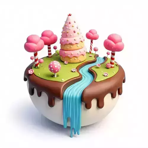 Candy Land Fantasy Island 3D Model Low-poly 3D model