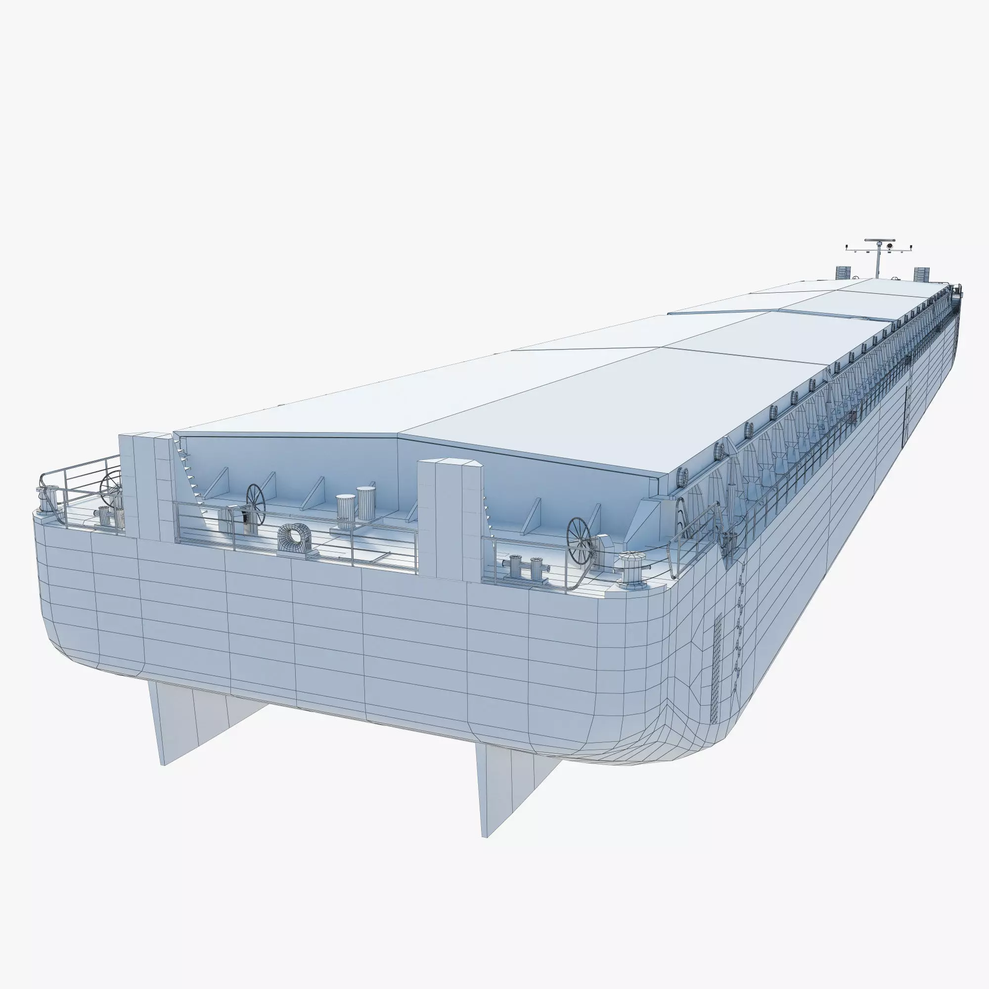 Cargo Barge Loaded with Containers or Grain 3D model_10