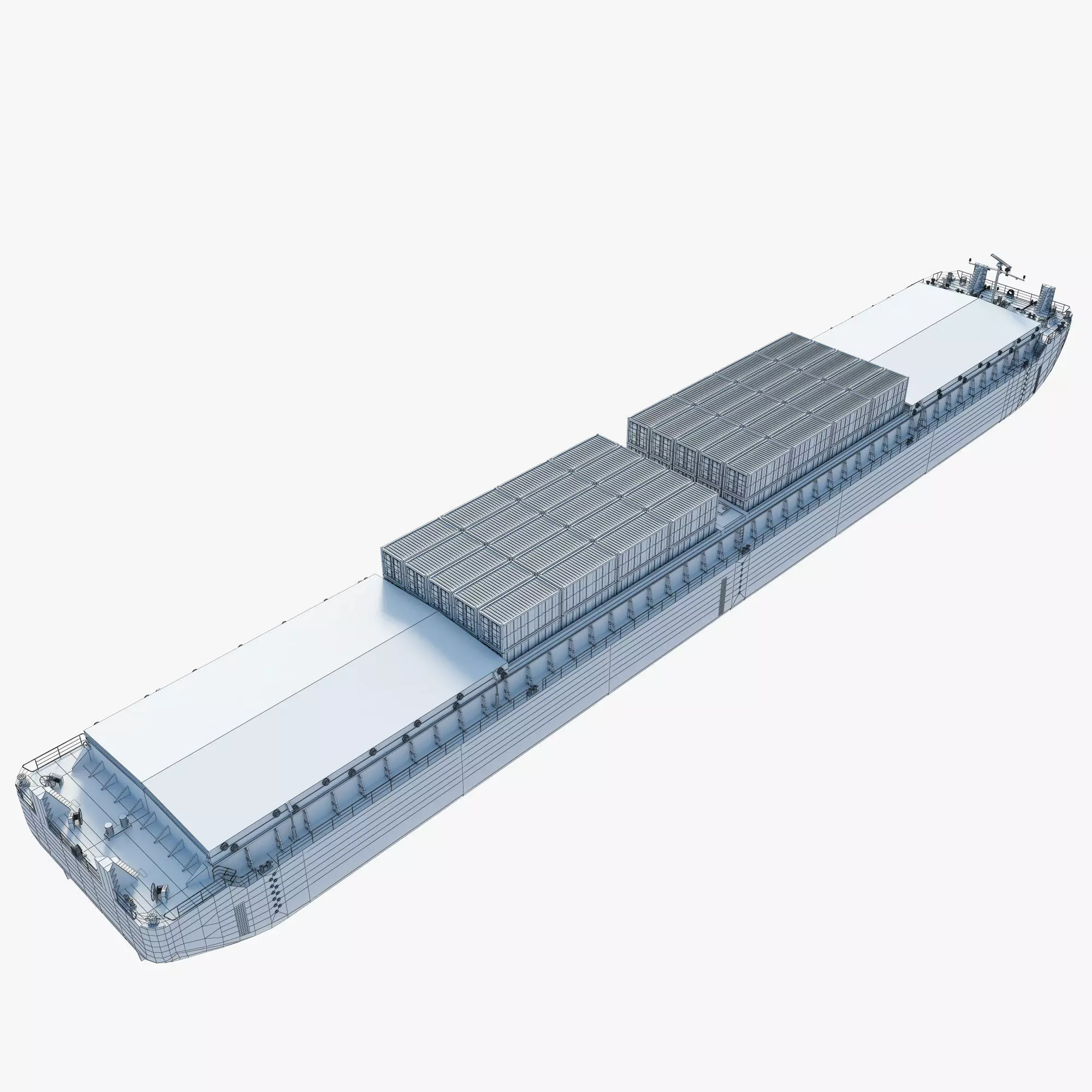 Cargo Barge Loaded with Containers or Grain 3D model_6