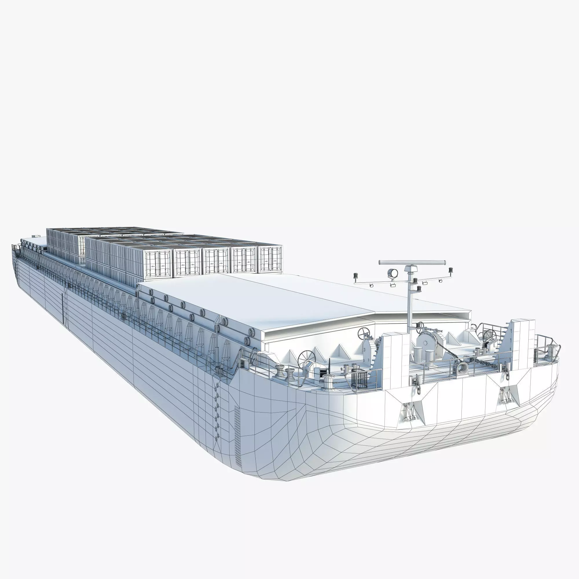 Cargo Barge Loaded with Containers or Grain 3D model_5