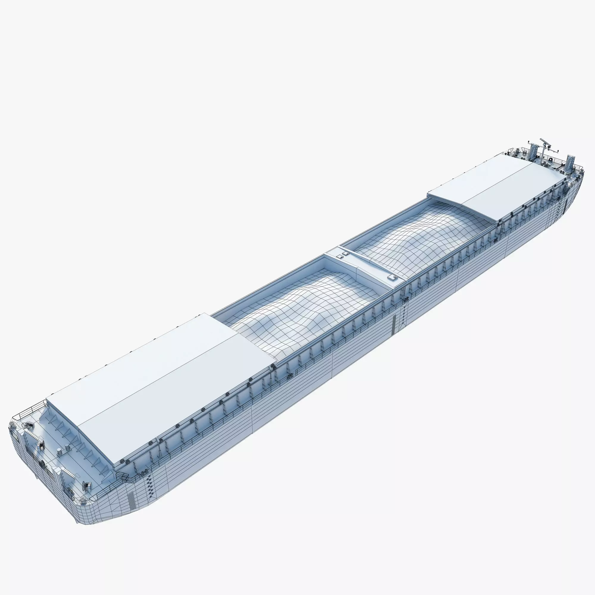 Cargo Barge Loaded with Containers or Grain 3D model_7