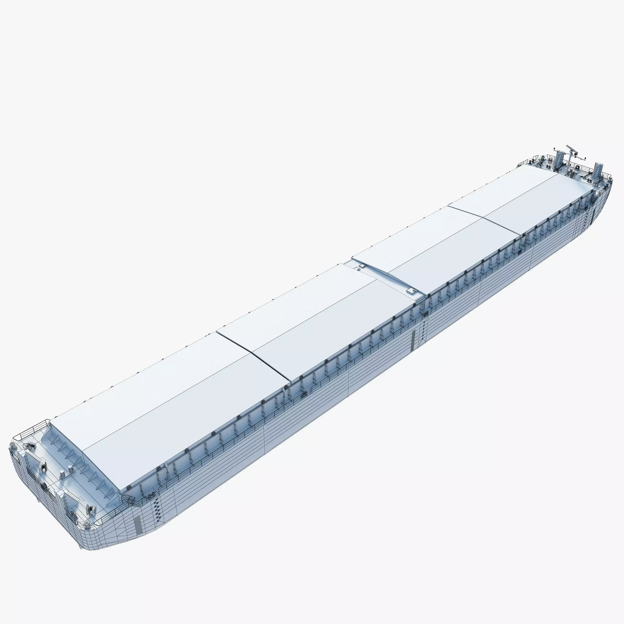 Cargo Barge Loaded with Containers or Grain 3D model_8