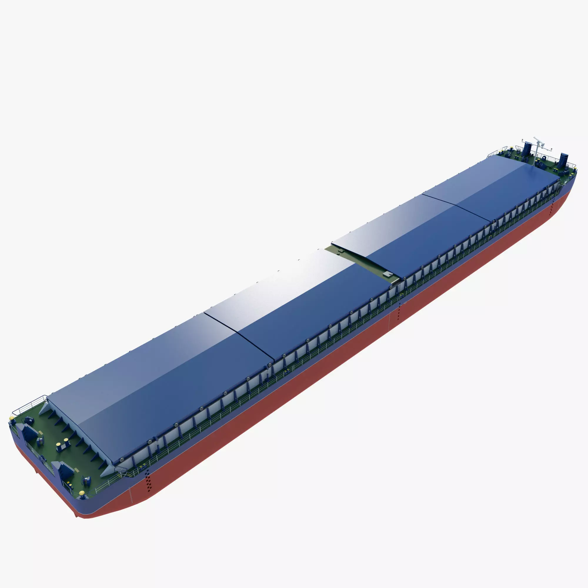 Cargo Barge Loaded with Containers or Grain 3D model_4