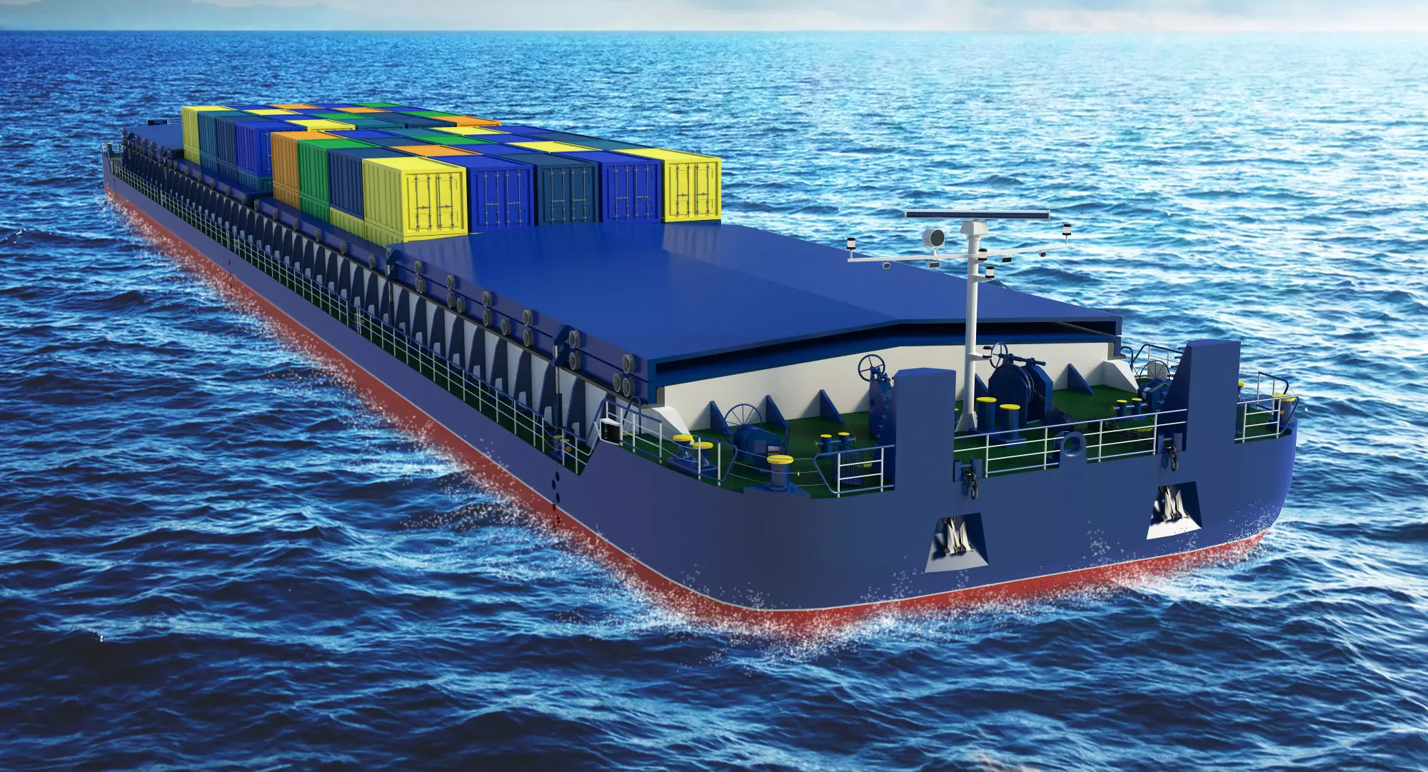Cargo Barge Loaded with Containers or Grain 3D model_1