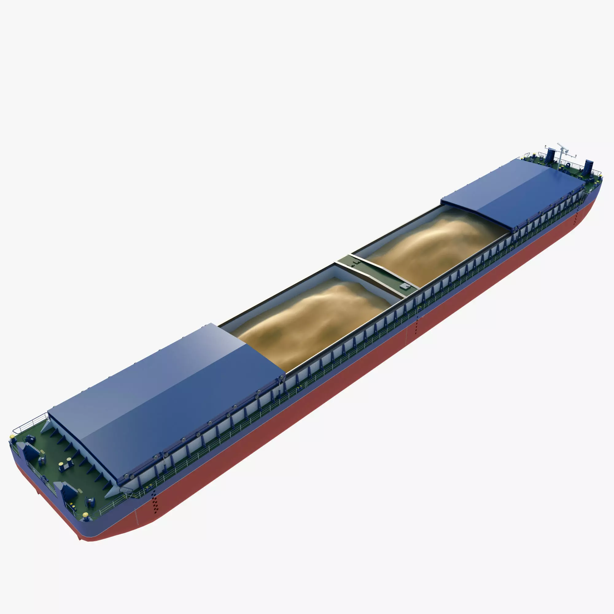 Cargo Barge Loaded with Containers or Grain 3D model_3