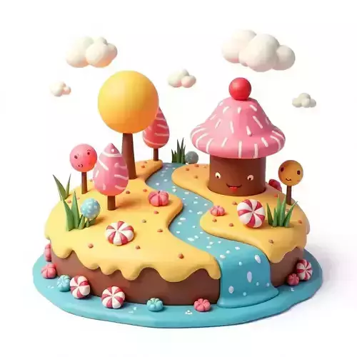 Sweet Candy Village Island 3D Model Low-poly 3D model