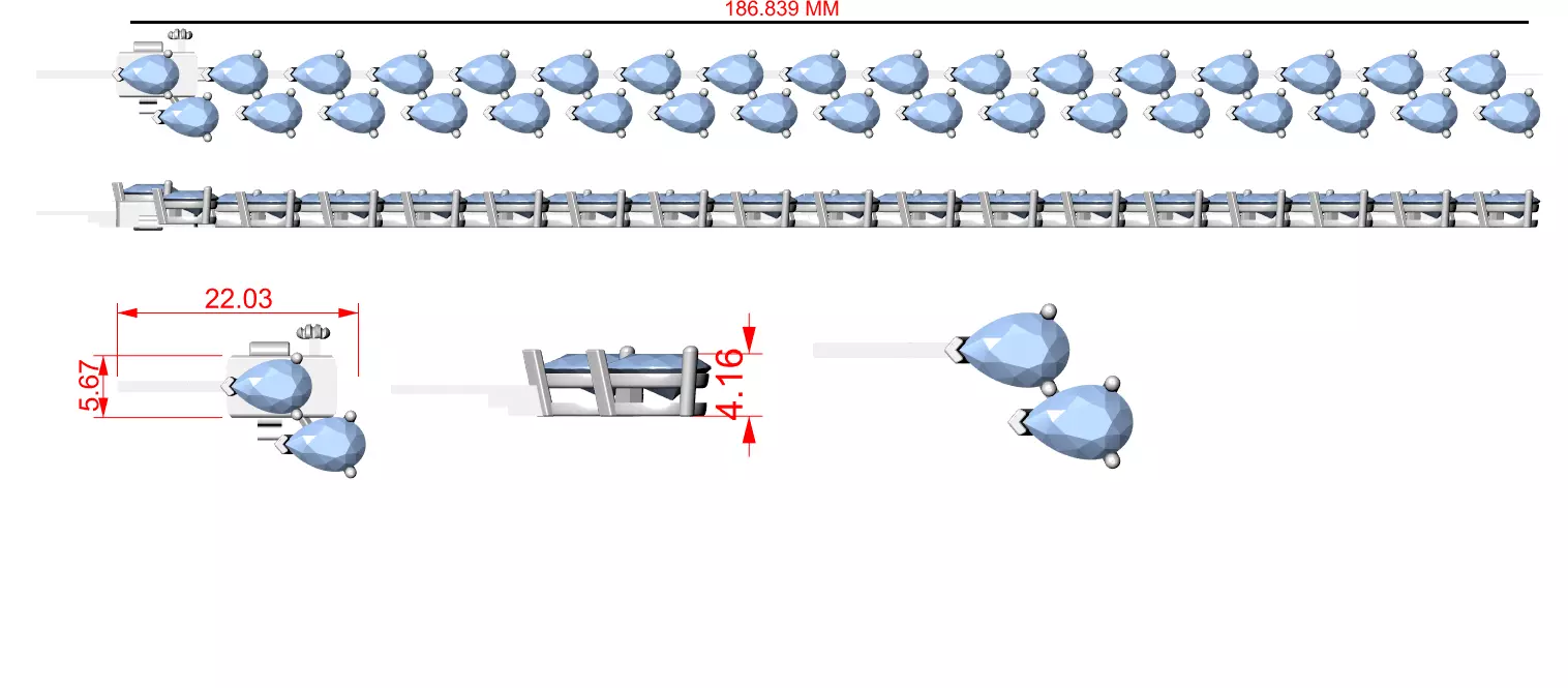 Pear Tennis Bracelet 3dm stl renders Animation video details  3D print model_12