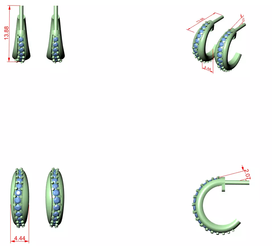 Diamond Studs Earrings 3dm stl renders animation videos details 3D print model_1