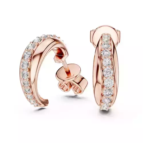 Diamond Hoops Earrings 3dm stl renders animation videos details 3D print model