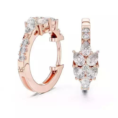 Diamond Hoops Earrings 3dm stl renders animation videos details 3D print model
