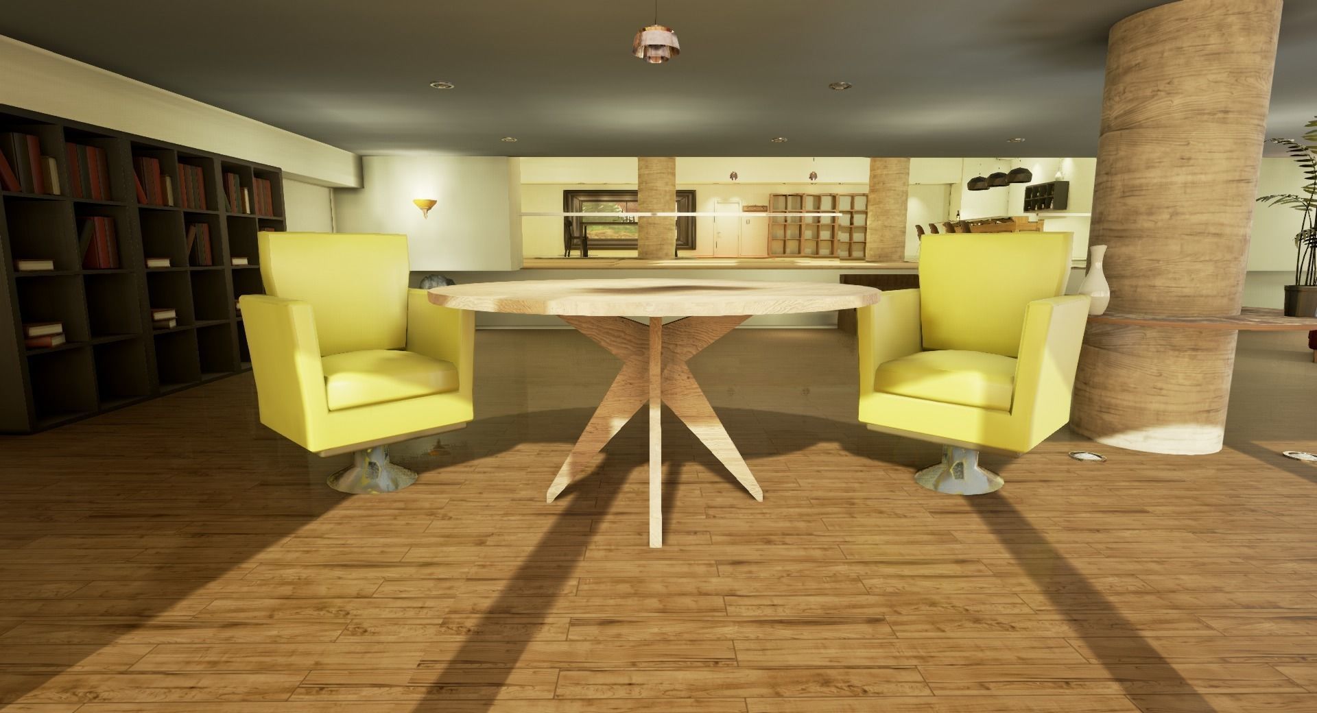 Simple modern round table Free low-poly 3D model