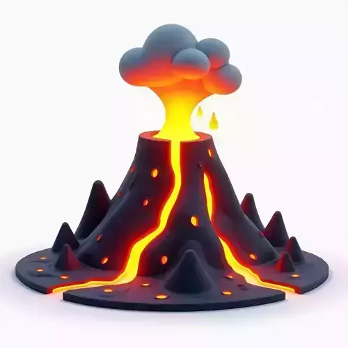 Active Volcano with Eruption 3D Model
