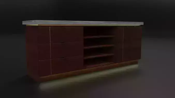 Custom Cabinet and Countertop with Metal Inlay