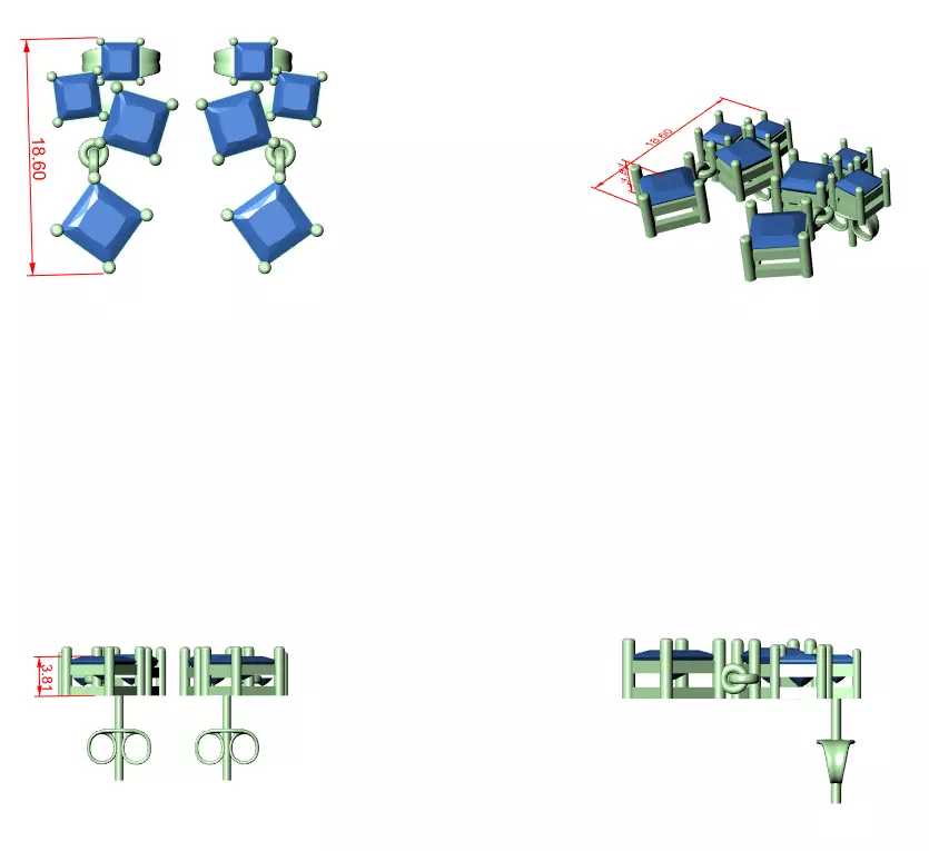 Diamond Hoops Earrings 3dm stl renders animation videos details 3D print model_2