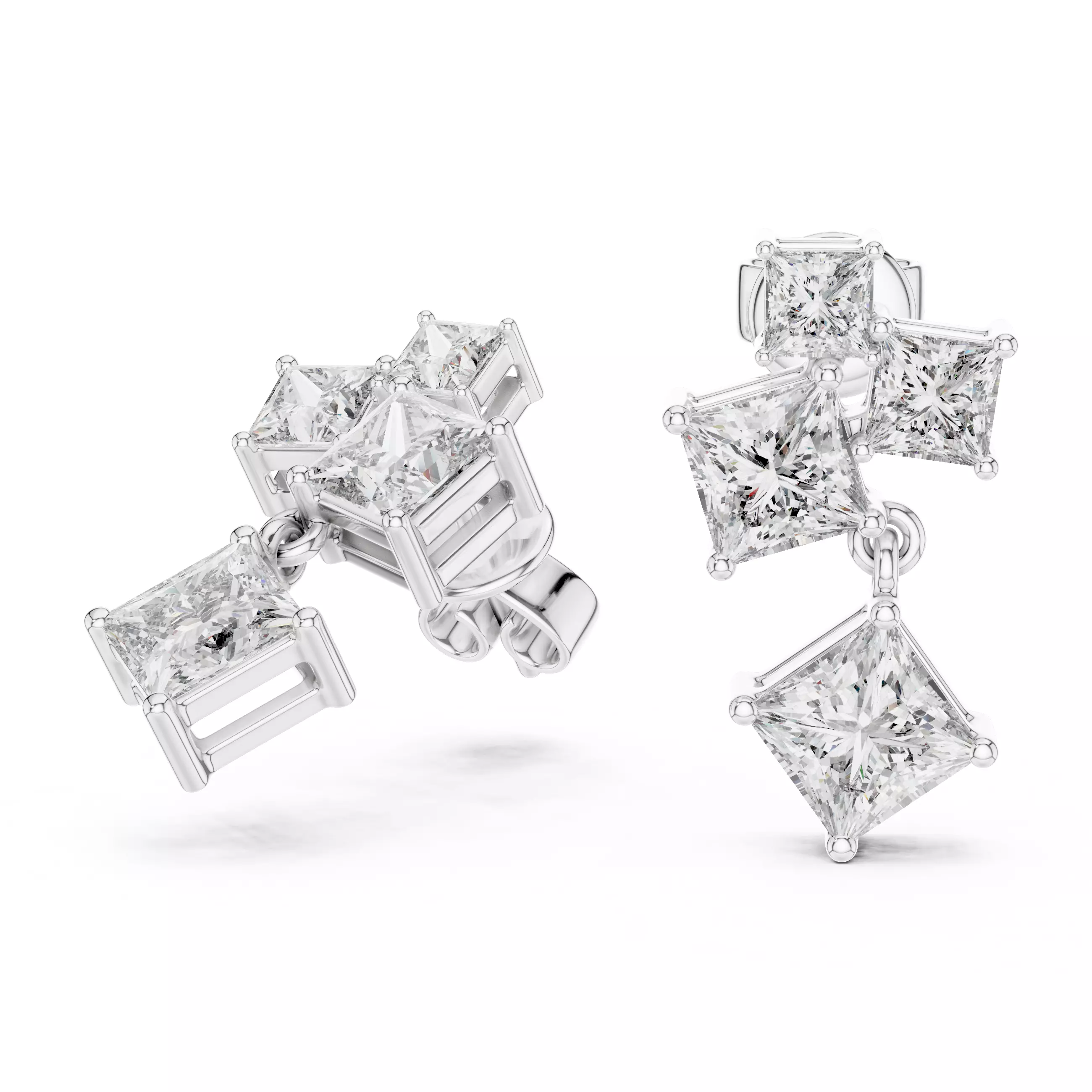 Diamond Hoops Earrings 3dm stl renders animation videos details 3D print model_6