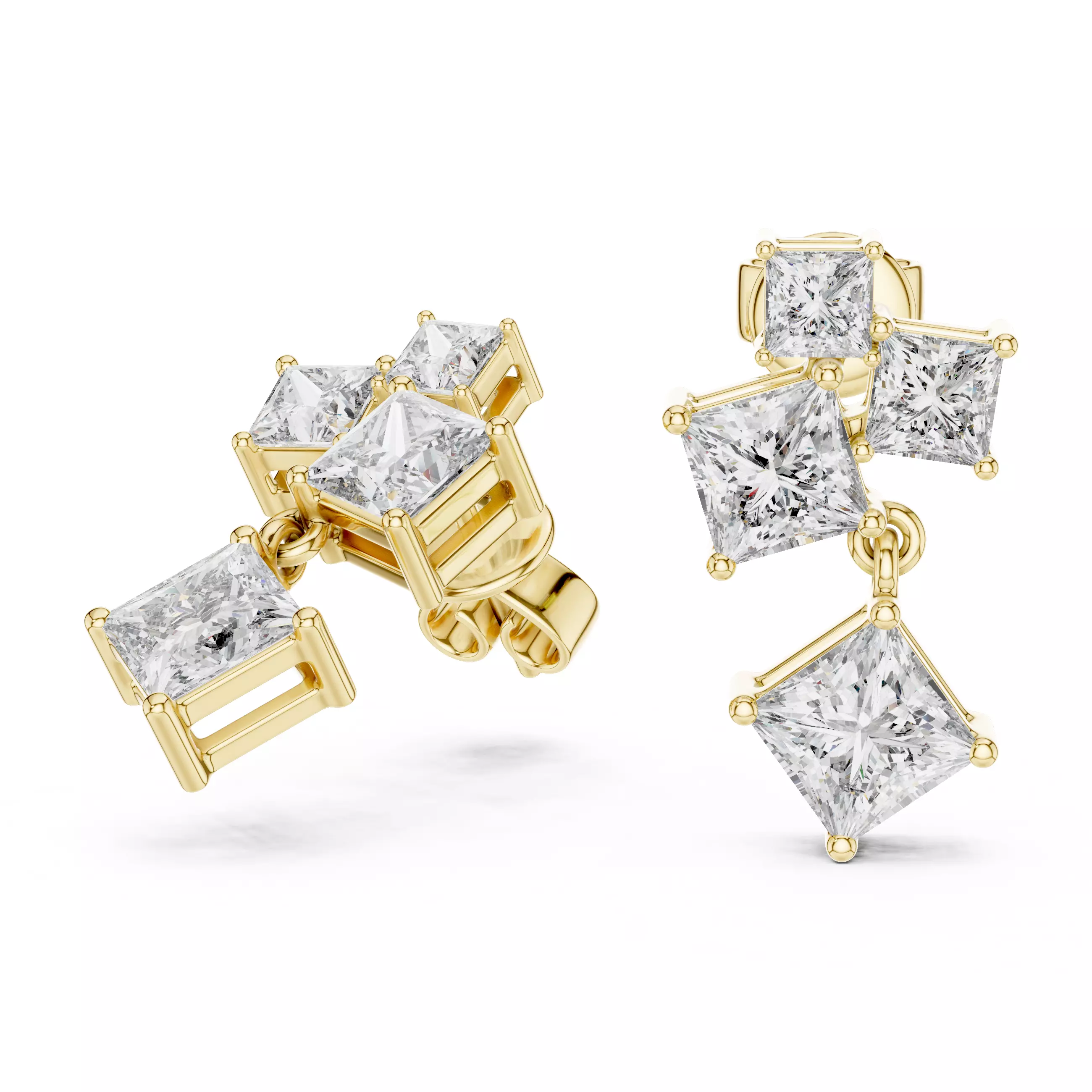 Diamond Hoops Earrings 3dm stl renders animation videos details 3D print model_10