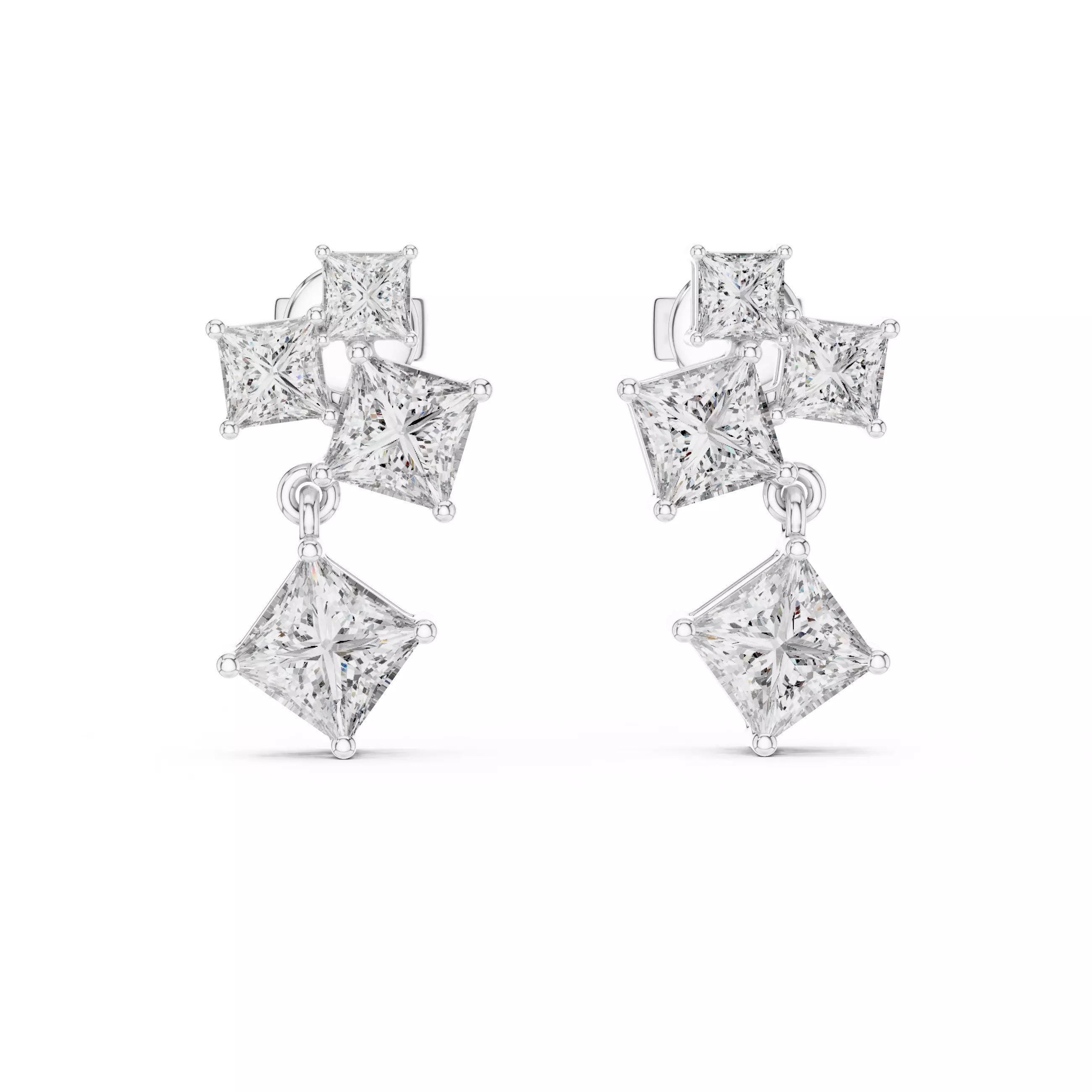 Diamond Hoops Earrings 3dm stl renders animation videos details 3D print model_9