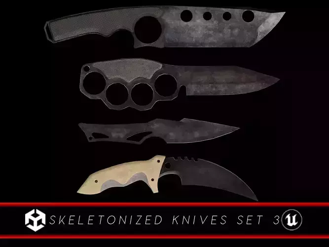 Sci-Fi Skeletonized Knives Set 3