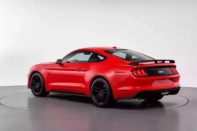 Red Ford Mustang GT Low-poly 3D model 3