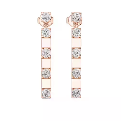 Round Diamond  Drops Earrings 3dm stl renders animation videos 