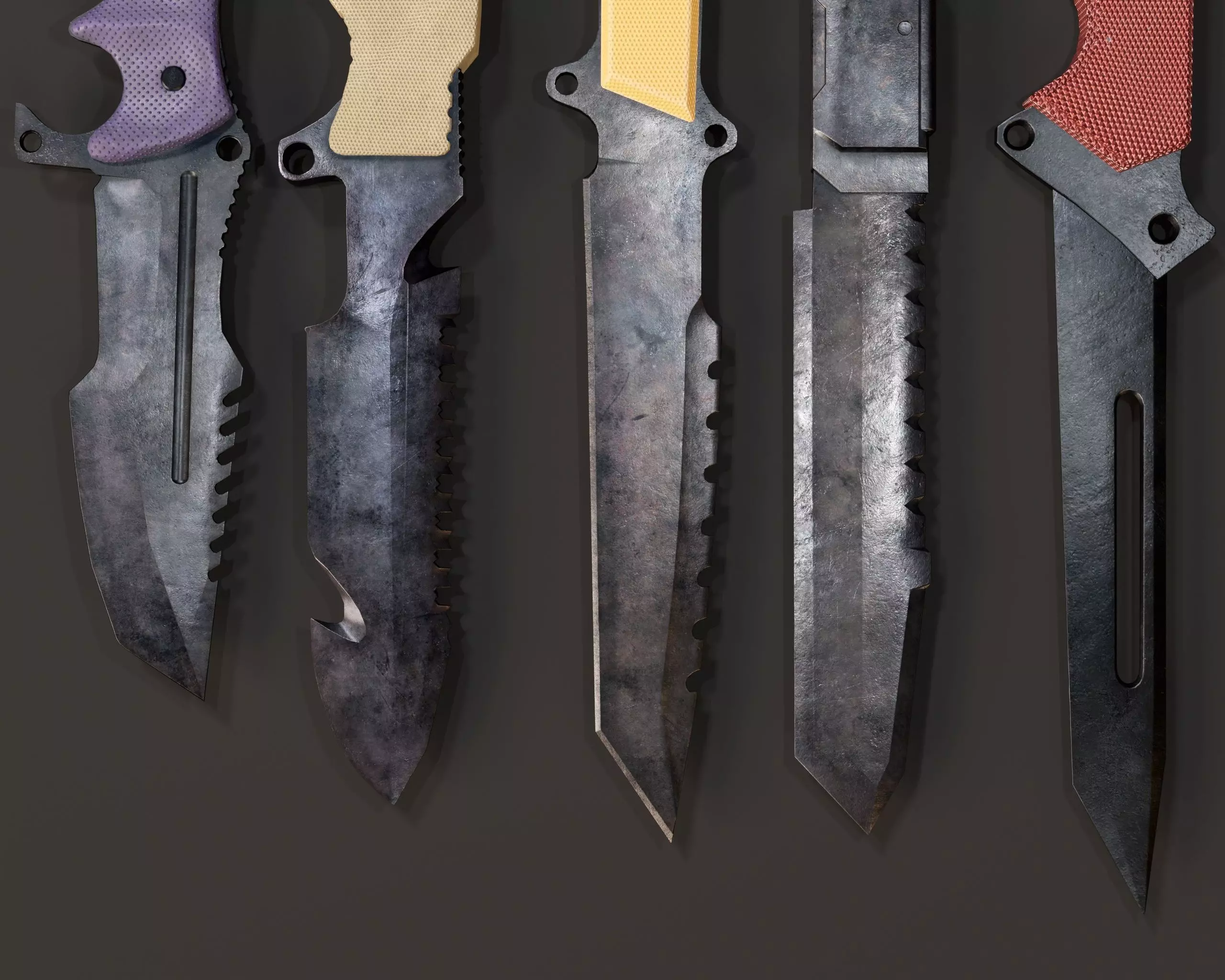 Tactical Knives Set 4 Low-poly 3D model_8
