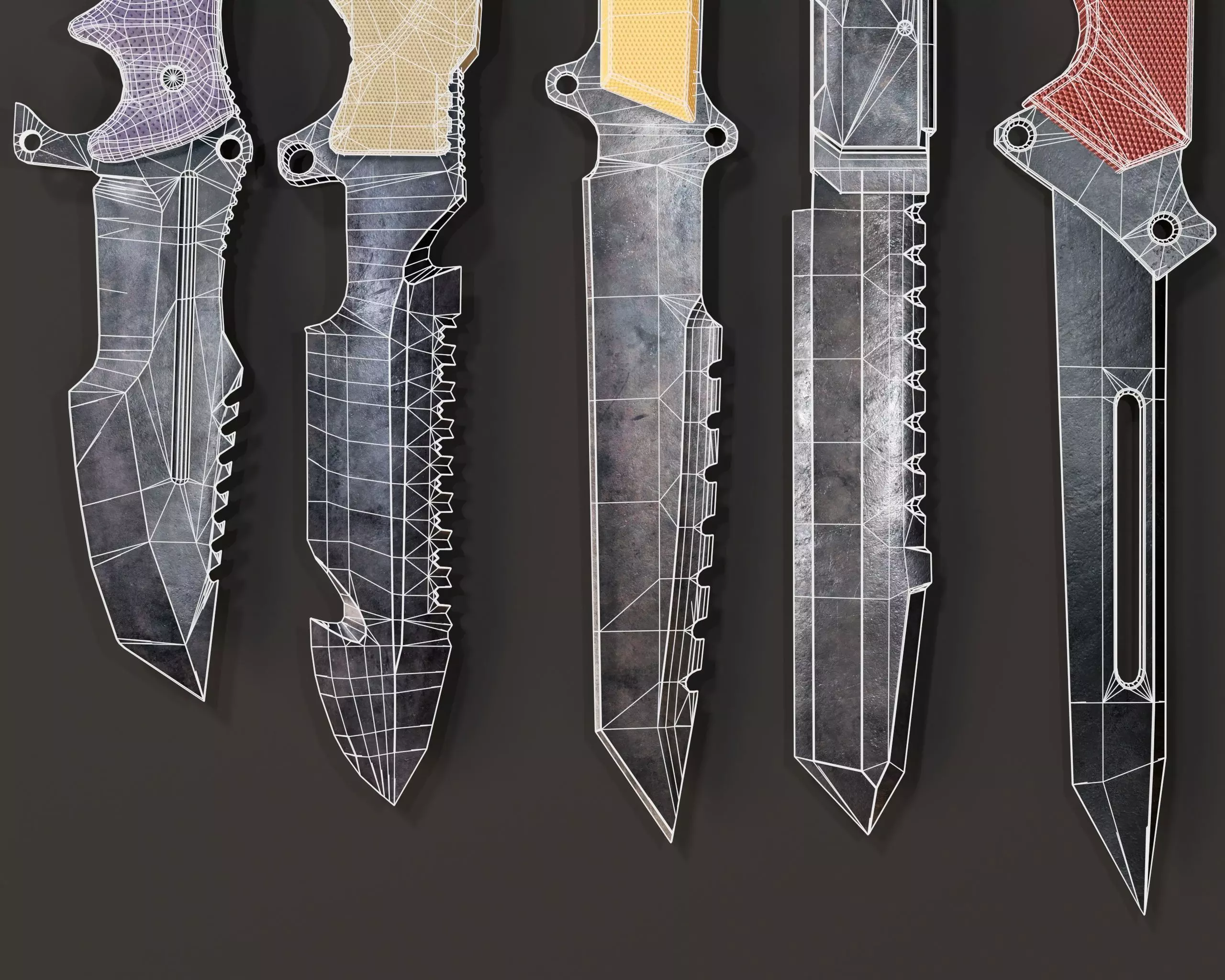 Tactical Knives Set 4 Low-poly 3D model_9