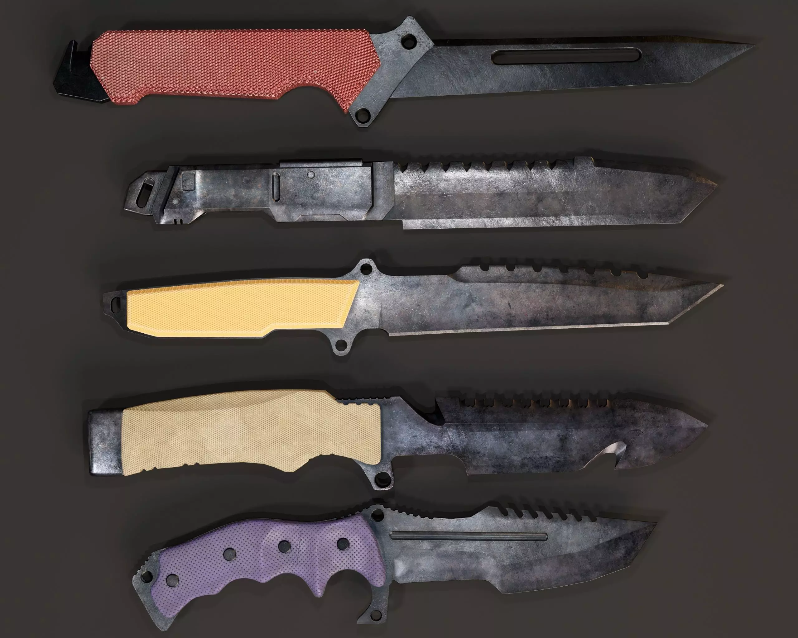 Tactical Knives Set 4 Low-poly 3D model_2